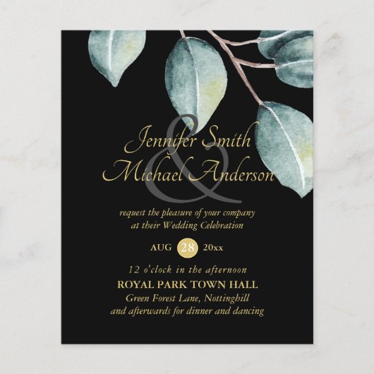Budget Eucalyptus Vert Feuilles Mariage Invite (Devant)