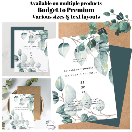 Budget Eucalyptus Vert Feuilles Mariage Invite