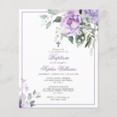 Budget Eucalyptus Violet Bloem Doop Uitnodiging (Voorkant)