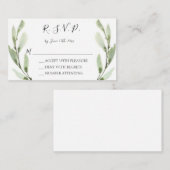 Budget Eucalyptus Waterverf Moderne RSVP-kaarten Notitiekaartje (Voorkant / Achterkant)
