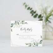 Budget Eucalyptus Wedding RSVP Response Kaart (Staand voorkant)