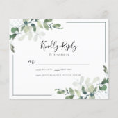 Budget Eucalyptus Wedding RSVP Response Kaart (Voorkant)