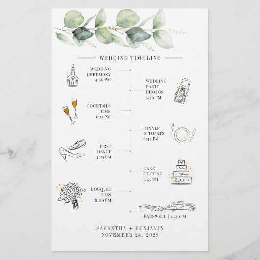 Budget Eucalyptus Weduwroute Tijdschema Briefpapier (Voorkant)
