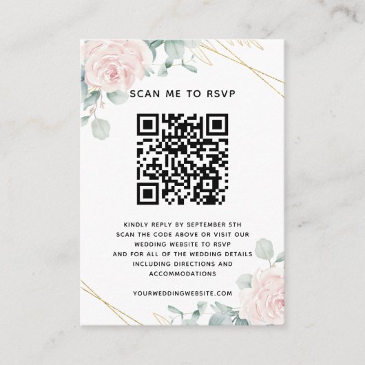 Budget Eucalyptus Weduwschap Website RSVP QR Code Informatiekaartje (Voorkant)
