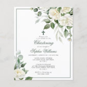 Budget Eucalyptus White Christening Invitation (Voorkant)