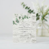 budget Eucalyptus white wood bruiloft Uitnodiging (Staand voorkant)