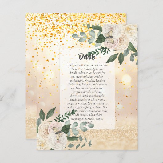 BUDGET EVENEMENTENDETAILS Bijlagen - Witte Rozen (Voorkant / Achterkant)