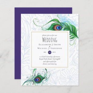 BUDGET EXOtic PEACOCK Feather Wedding Invite