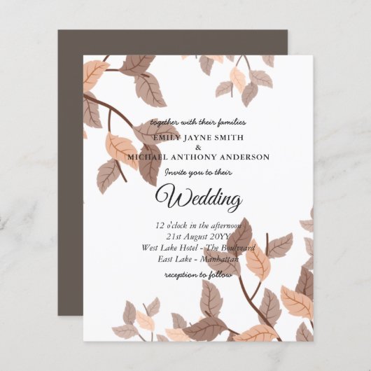 Budget Faire-part de mariage Automne Feuilles auto (Devant / Derrière)