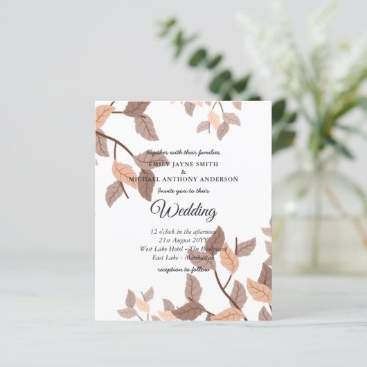 Budget Faire-part de mariage Automne Feuilles auto (Debout devant)