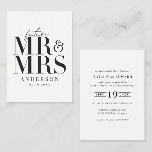 budget faire-part de mariage de typographie modern (Devant / Derrière)