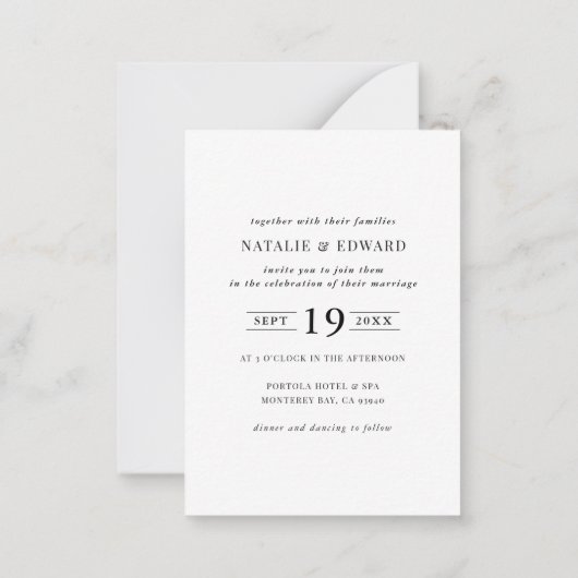 budget faire-part de mariage de typographie modern (Dos)