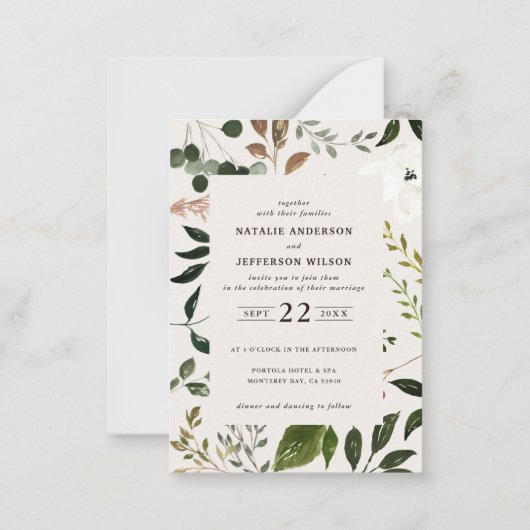 budget faire-part de mariage feuillage rustique (Dos)