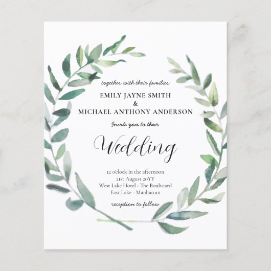 Budget Faire-part de mariage moderne Feuilles d'ol (Devant)