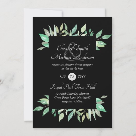 Budget Faire-part de mariage vert moderne (Devant)