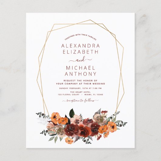 Budget Fall Wedding Burgundy Eucalyptus Floral (Voorkant)