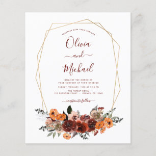 Budget Fall Wedding Burgundy Eucalyptus Floral Flyer