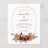 Budget Fall Wedding Burgundy Eucalyptus Floral Flyer (Voorkant)