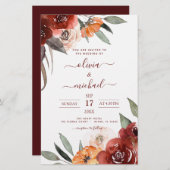 Budget Fall Wedding Burgundy Floral (Voorkant / Achterkant)
