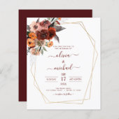 Budget Fall Wedding Burgundy Gold Floral (Voorkant / Achterkant)