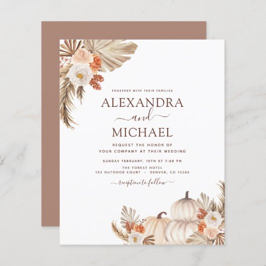 Budget Fall Wedding Pumpkin Pampas Grass (Voorkant / Achterkant)