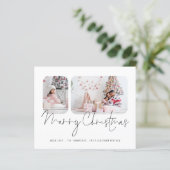BUDGET Familie 2 Foto's Script Merry Kerstcard (Staand voorkant)