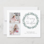 Budget Famille 2 Photo Joyeux Noël Turquoise Carte (Devant)