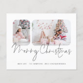 BUDGET Famille 2 Photos Script Joyeux Noël Carte (Devant)