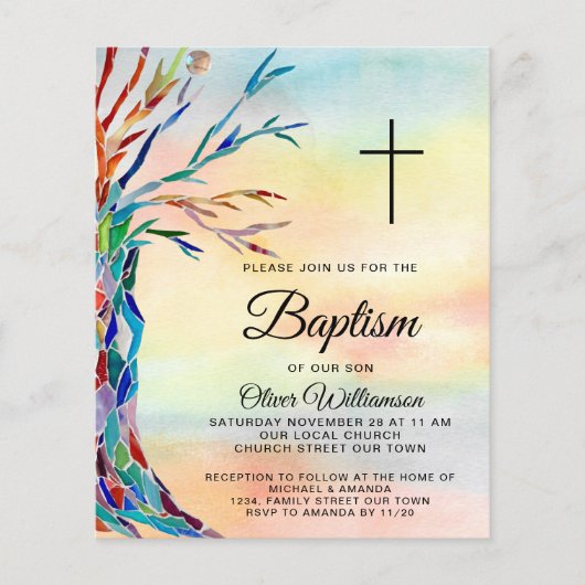 Budget Family Baptism Christening Uitnodiging (Voorkant)