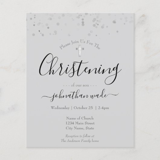 Budget Fancy script Christening Flyer (Voorkant)