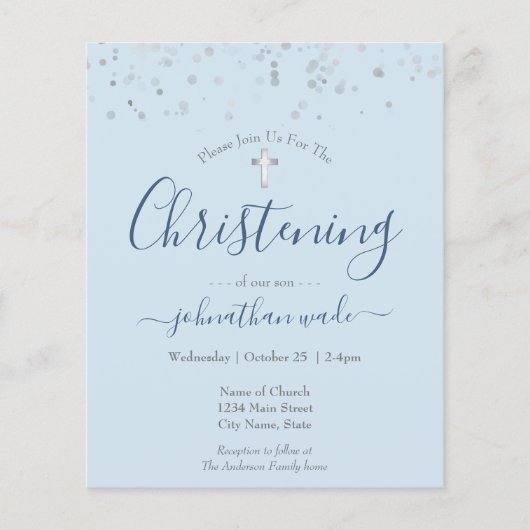 Budget Fancy script Christening Flyer (Voorkant)