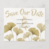 Budget Faux Gold Ginkgo Wedding Save the Date (Voorkant)