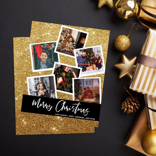 Budget Faux Gold Glitter Multi Photo Kerstmis