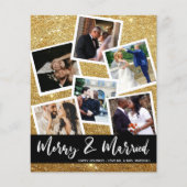 Budget Faux Gold Glitter Multi Photo Merry Married (Voorkant)