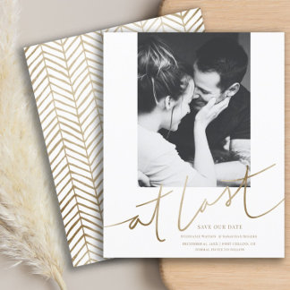 Budget Faux Gold Save the Date Bruiloft