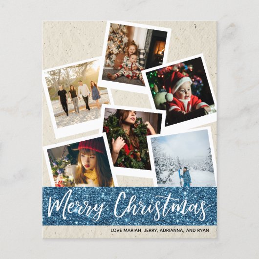 Budget Faux Kraft & Glitter Multi Photo met Kerstm (Voorkant)