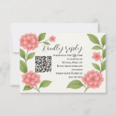 Budget Felroze QR Code-reactiekaart RSVP Kaartje (Voorkant)