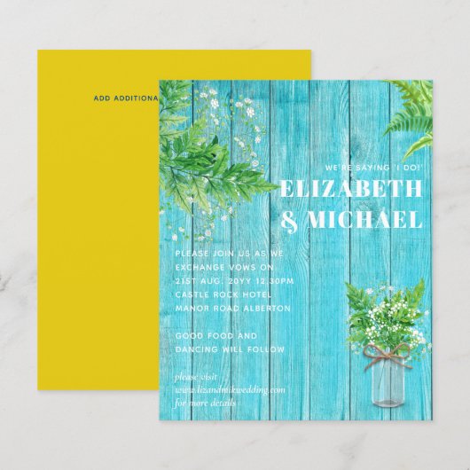 BUDGET Fern Greenery Wedding Invite (Voorkant / Achterkant)