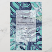 BUDGET Feuille tropicale Bleu Turquoise Mariage In (Devant)