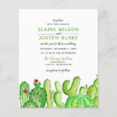 Budget Fiesta Cactus Green Wedding Uitnodiging (Voorkant)