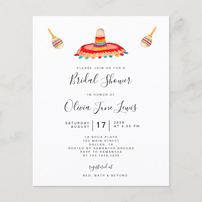 Budget Fiesta Sombrero Bridal Shower (Voorkant)
