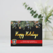 Budget Fire Department Thin Red Line Holiday Kaart (Staand voorkant)