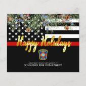 Budget Fire Department Thin Red Line Holiday Kaart (Voorkant)