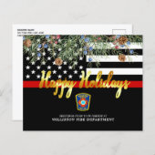 Budget Fire Department Thin Red Line Holiday Kaart (Voorkant / Achterkant)