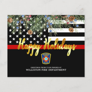 Budget Fire Department Thin Red Line Holiday Kaart