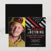Budget Firefighter Photo Retirement Uitnodiging (Voorkant / Achterkant)