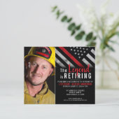 Budget Firefighter Photo Retirement Uitnodiging (Staand voorkant)