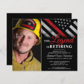Budget Firefighter Retirement Foto Uitnodiging (Voorkant / Achterkant)