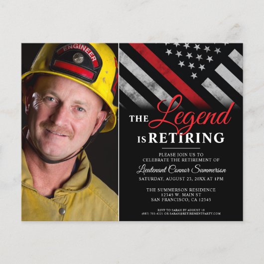 Budget Firefighter Retirement Foto Uitnodiging (Voorkant)
