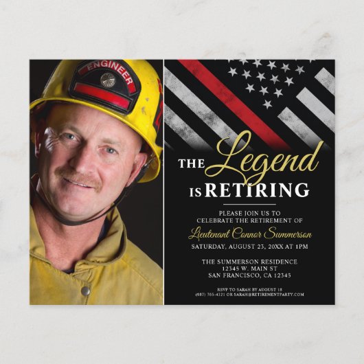Budget Firefighter Retirement Foto Uitnodiging (Voorkant)